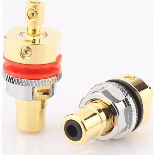 High Quality Viborg RC102G Pure Copper 24K Gold Plated RCA Socket Screw Locking RCA Female Socket Hifi
