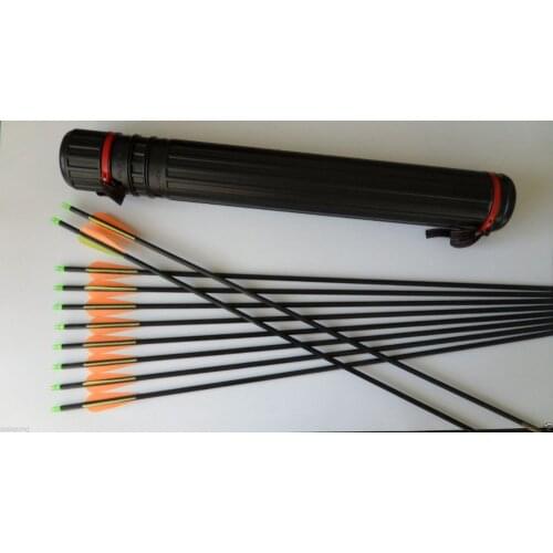 10pcs yellow Fiberglass Arrows 33"+1 Arrow Quiver Sealed Tip for Compound Bow Hunting