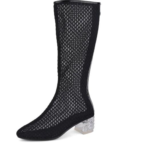 2019 spring and summer new breathable thick heel with high-heeled boots women 40-48