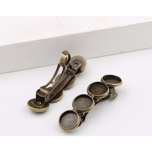 Reidgaller 10pcs antique bronze hair clip cabochon base settings fit 10mm blank hairclip bezel trays diy accessories