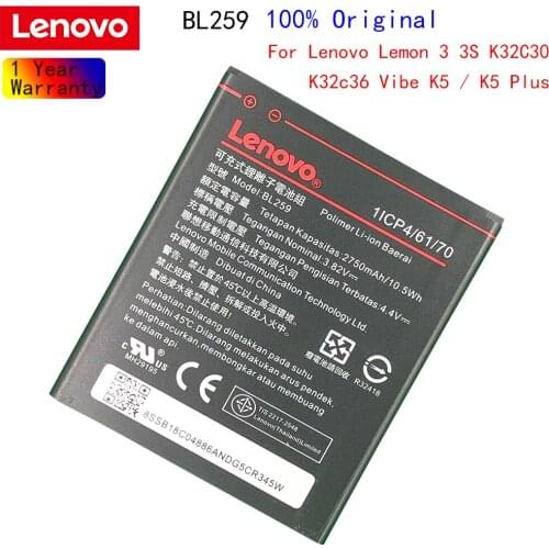 100% Original Tested New 3.82V 2750mAh BL259 For Lenovo Vibe K5 / K5 Plus / A6020 A6020A40 A6020A46 Battery