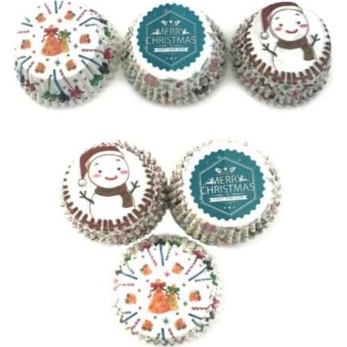 100Pcs/Set Christmas Paper Cupcake Cup Muffin Cupcake Mold Fondant Cake Liner Mold Party Tray Cake Mold Decoration Christmas