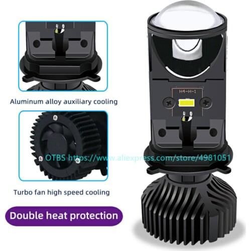 2pcs 6000K H4 LED Mini Projector Headlight Lens Automobles Bulb H4 Headlamp Retrofit Car Styling Hi/Lo Beam Lights 12v 24v