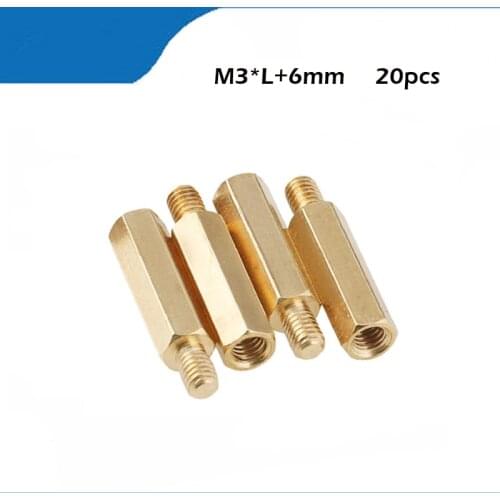 20PCS/LOT M3 Male Hexagonal Brass PCB Standoffs Spacers Screw M3*5/6/8/10/12/15//18/20+6mm M3 Hex Screws
