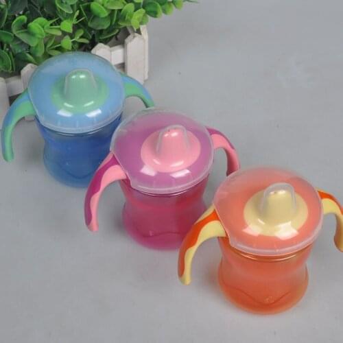 260ml Two-color Soft Mouth Duck-billed Baby Training Kettle Baby Kettle Learning Cup Water Bottle Handle Children Water Bottle