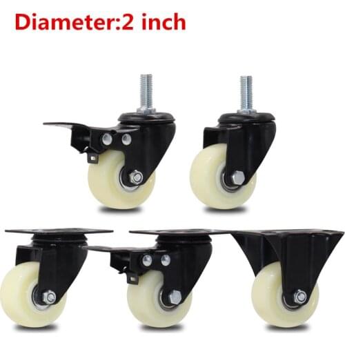 4pcs 2 inches 50mm Bearing Capacity 100kg Black Trolley Wheels Caster Nylon quiet Swivel Casters for Office Chair Sofa Platform
