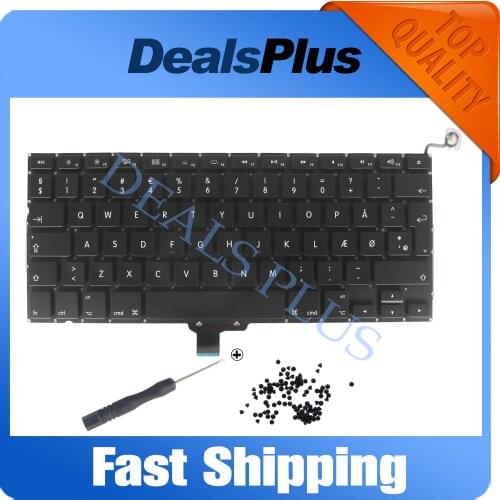 5PCS/Lot New A1278 DK Danish Demark Keyboard with Screws For Macbook Pro 13" A1278 2009 2010 2011 2012