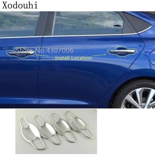 Car cover detector trim outside external door Bowl stick frame armrest 8pcs for Hyundai Solaris Accent 2017 2018 2019 2020