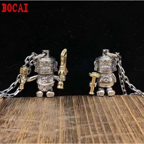 925 sterling silver vintage Indian totem Moai statue small figure pendant