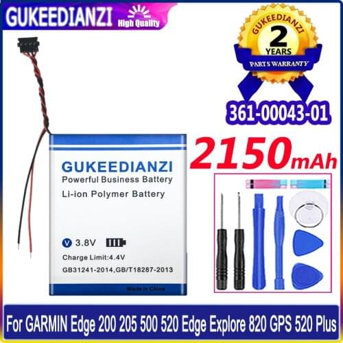 GUKEEDIANZI High Capacity Battery 361-00043-01 2150mAh For GARMIN Edge 200 205 500 520 Edge Explore 820 GPS 520 Plus Bateria