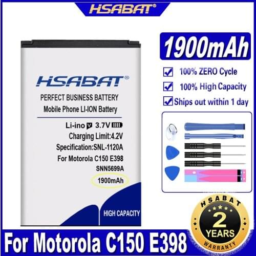 HSABAT SNN5699A 1500mAh Mobile Phone Battery for Motorola C150 E398 ROKR E1 ROKR E3 V810 Batteries