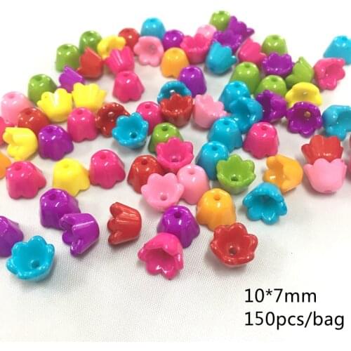 Meideheng acrylic bright colourful flowers beads for Jewelry making decoration necklace accessories Straight 10*7mm 150pcs/bag
