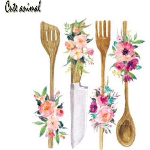 5D Diamond Painting Flower cutlery kitchen utensils Full Square Round Drill Diamond Embroidery mosaic Cross Stitch kit decor new