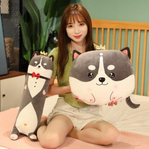 60-95cm Cartoon Animal Dog Long Pillow Stuffed Husky Plush Toys Soft Sleeping Cushion Doll Children Kids Baby Kawaii Gifts