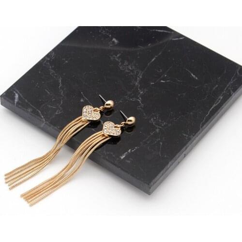 Long Tassel Earrings Heart Shape Ear 2021 New Stud Trends Female Ring Tide Fashion Jewelry Glass Stones Styles Diamond 202110