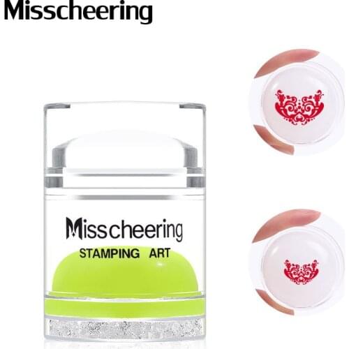 Dual Side Clear White Jelly Stamper with Rhinestone Silicone Nail Art Stamper Scraper Set For Transfer Stamp Plates Image Tools