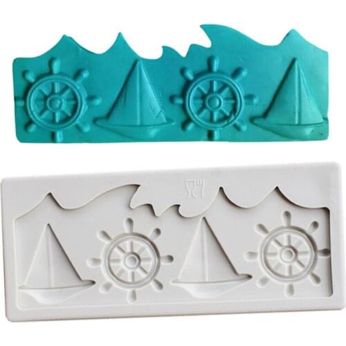 Rudder Sailboat Shape Silicone Mold Fondant Cake Decoration Tool Sugarcraft Chocolate Baking Tool For cake Gumpaste Artwork Form