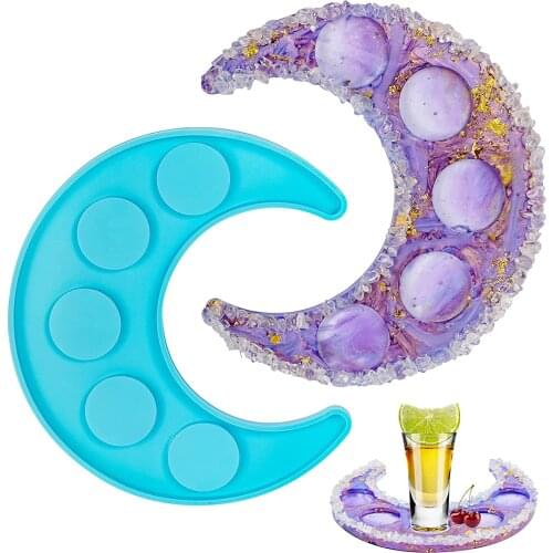 Moon Shape Wine Glass Tray Mold Candlestick Silicone Molds DIY Crystal Epoxy Resin Mould Ceramic Clay Casting Mold Home Decor