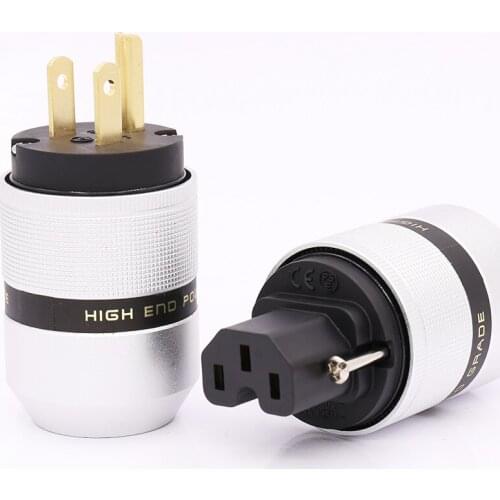Hifi Audio Aluminum US Power connector Gold Plated power plug + IEC connector for DIY Power cable