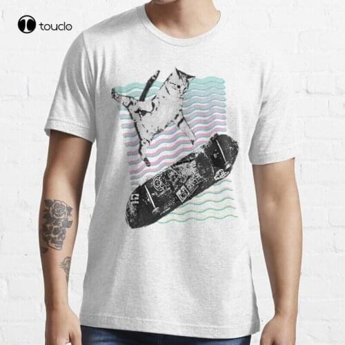 Kick Flip Retro Skateboarding Cat | Tony Hawk Cat | Sk8 | Skater | Grunge Cat | Sk8Cat T-Shirt Cotton Tee Shirt