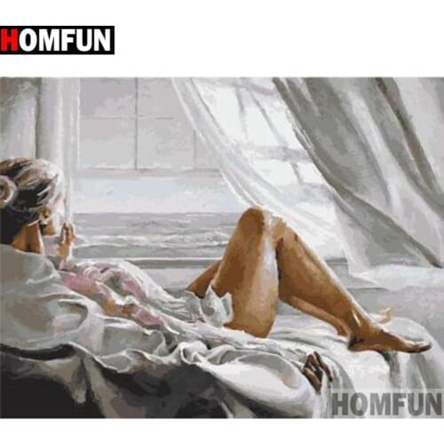 HOMFUN Art 5D Diy Diamond Painting "Oil painting beauty" Diamond Pictures Cross Stitch 3D Rhinestone Embroidery Decor A27181