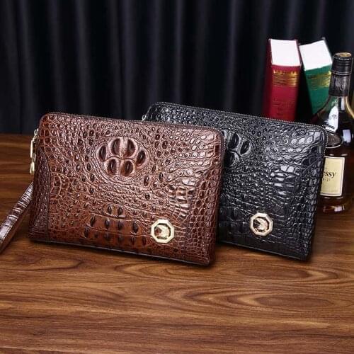 Kaisiludi New genuine leather hand bag alligator leather bag business code lock hand bag envelope high volume handbag