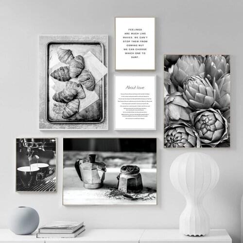 Coffee Machine Home Wall Decor Bread Food Canvas Prints and Poster Kitchen Art Painting Pictures Wall Decoration For Living Room