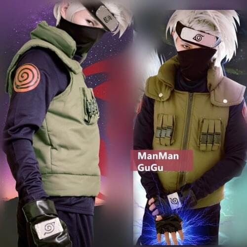 Anime Naruto Hatake Kakashi Cosplay Costume Halloween Clothes vest shirt pant headband set custom made size