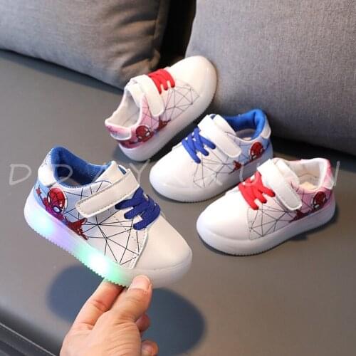 Newest Spiderman Kids Boys Sports Sneakers Children Glowing Kids Shoe Chaussure Enfant Girls Shoe With LED light Size 21-30