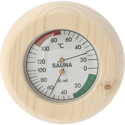 Round Wood Digital Thermo-Hygrometer Wall Hanging Temperature Humidity Gauge Sauna Room Measurement Use Hygrothermograph