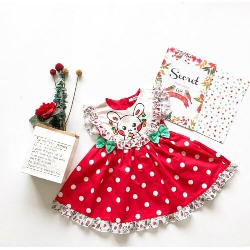Tonytaobaby Summer New Girls Cute Bunny Lace Lapel Polka Dot Sleeveless Dress Girls Dress Princess Dress
