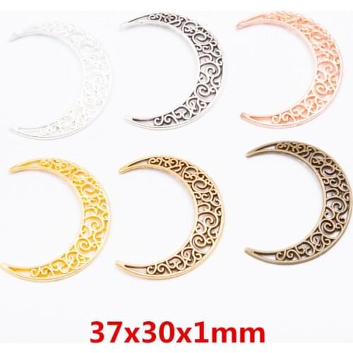 30 pieces of retro metal zinc alloy moon pendant for DIY handmade jewelry necklace making 6365