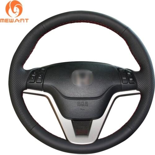 MEWANT Black Artificial Leather Car Steering Wheel Cover for Honda CR-V CRV 2006-2008 2009 2010 2011 2012 Crossroad 2007