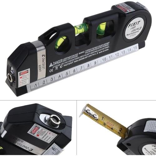 Multipurpose Horizon Vertical Measure Level Laser LV03 Aligner Bubbles Ruler Tool with Tape for Daily Life Measurement Gauges