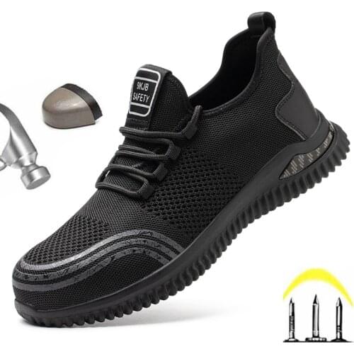 2021 New Breathable Men Safety Shoes Steel Toe Non-Slip Work Boots Indestructible Casual Shoes Puncture-Proof Work Sneakers Men