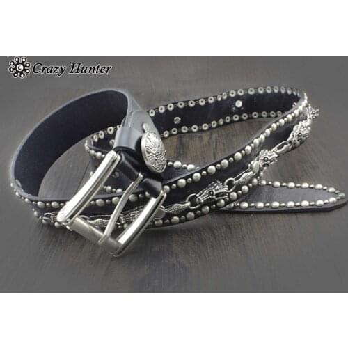 New Alligator Crocodile Veins Mens Genuine Real Leather Biker Cool Belt Brown