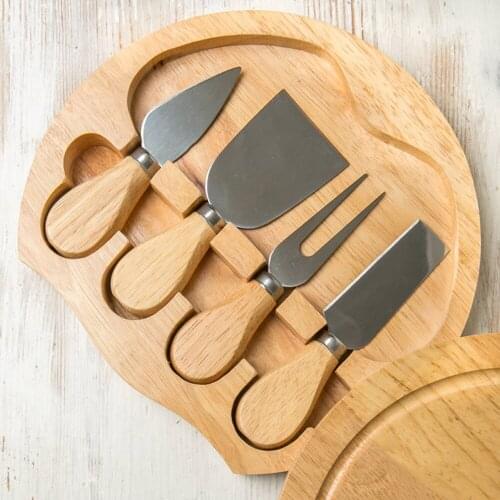 4 Cheese Knives Set Cheese Cutlery Steel Stainless Cheese Slicer Cutter Wood Handle Mini Knife Spatula& ForK Kitchen Gadgets