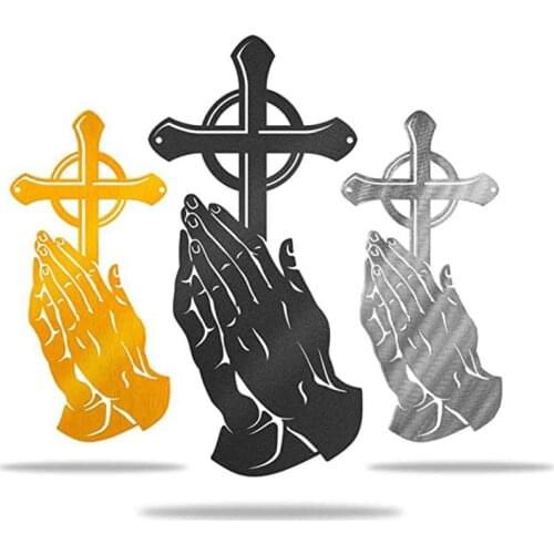 3 Colors PVC Sticker For Wall Peaceful Praying Hands Wall Decoration With Faith Cross DIY Decorations Festive Party Supplies