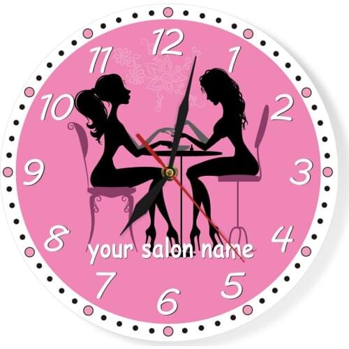 Custom Your Company Name Artwork Wall Watch Manicure Studio Acrylic Wall Clock Spa Pedicure Nail Salon Business Wall Art Decor
