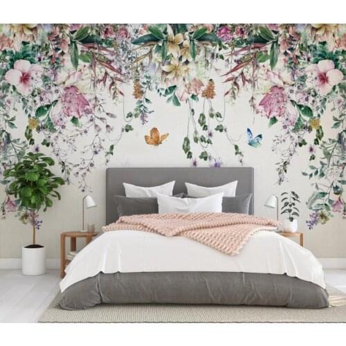 XUE SU Large custom mural wallpaper Nordic modern fresh watercolor vine flower background wall covering