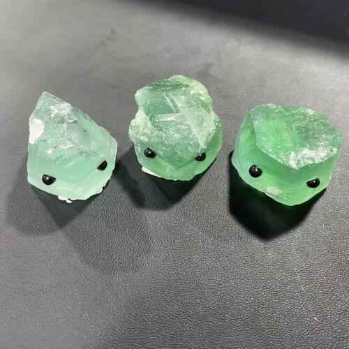 Natural Green Fluorite Quartz Hedgehog Ornaments Hand Carved Crystal Stones Purification Gifts Office Decoration Healing Stones