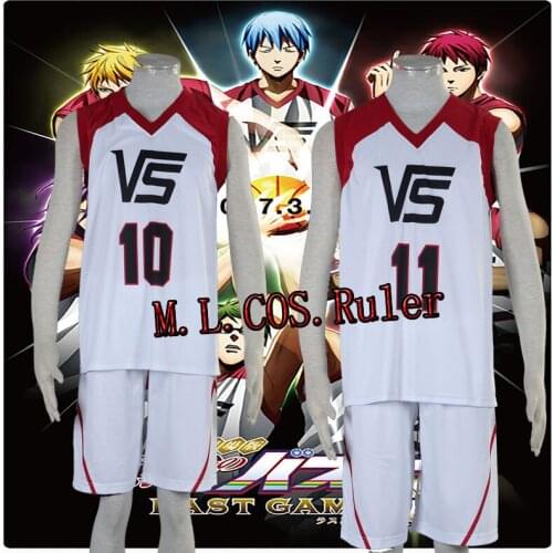 2017 Newest Anime Last Game&Kuroko no Basuke Kagami Taiga NO.10 Kuroko Tetsuya NO.11 Cosplay Costume Top+Shorts School Uniform