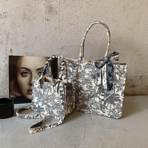 2021 Large-Capacity Embroidery Niche New Portable Cotton Linen Canvas Single-Shoulder Crossbody Diagonal Women Tote Designer Bag