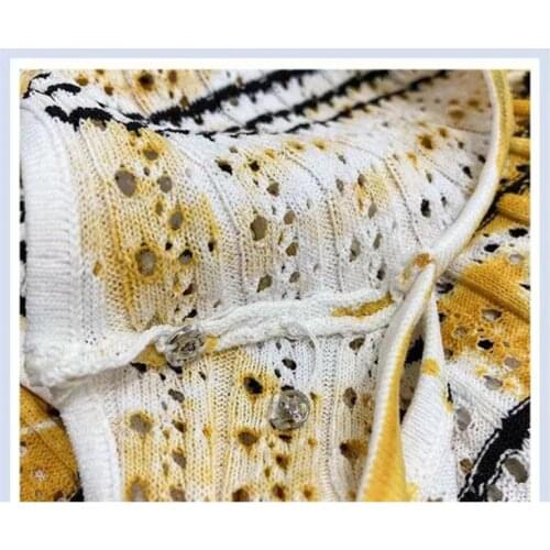 2021 summer new womens woven hollow stripe color matching dress with suspender and two-piece suit for slim fitting