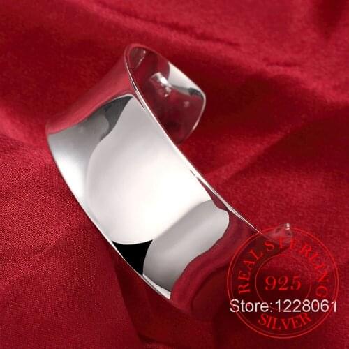 New Arrival Pure 925 Sterling Silver Bangle Bracelets Women Smooth Open Bracelet Fashion Jewelry Engagement Christmas Gift