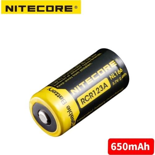 Original Nitecore NL166 RCR123A 650mAh 3.7V 2.4Wh Rechargeable Li-ion Battery
