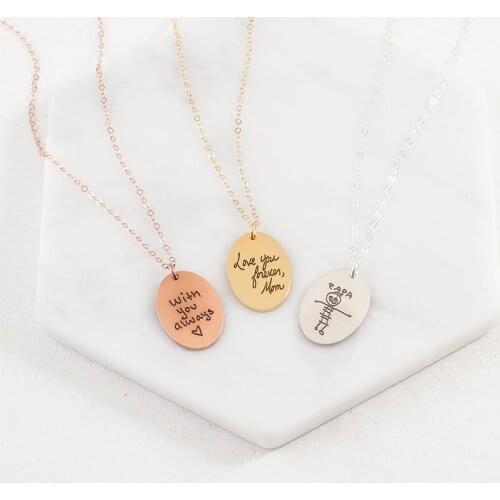 Stainless steel fingerprint handwritten necklace • Memorial fingerprint jewelry • Memorial gift • Simple gift for grandmother