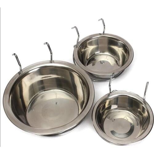 Pet Dog Cat Bowl Can Hang Stationary Dog Cage Stainless Steel Bowl Water & Food On Cages Feeding Bowls Bowls Puppy Bowl