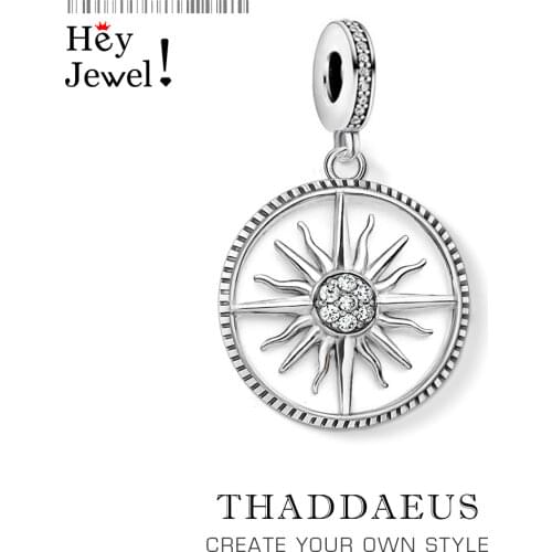 Real 925 Sterling Silver Fashion Jewelry Large Sun Pendant Charm Fit Necklace Bracelet for Women Drop Shipping Wholesale