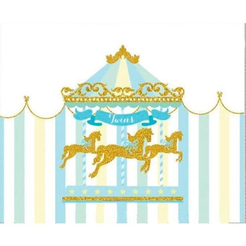 Custom carousel twins baby shower striped backdrop High quality Computer print party photography studio background